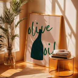 Olive Oil Kitchen Art Print - Minimalist Food Poster Modern Wall Decor - thumbnail 2