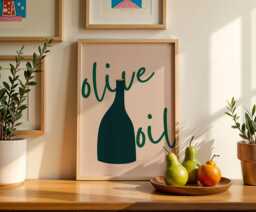 Olive Oil Kitchen Art Print - Minimalist Food Poster Modern Wall Decor - thumbnail 1