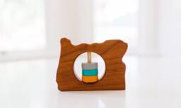 Personalized Oregon State Baby Rattle Modern Wooden Toy - thumbnail 1