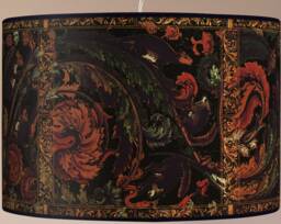 Vintage Floral Lampshade, Retro Floor Lamp, Black Epoxy Metal