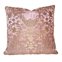 Pink & Gold Silk Jacquard Rubelli Fabric Throw Pillow Cushion Cover Les Indes Galantes Pattern - Handmade in Italy