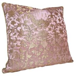 Pink & Gold Silk Jacquard Rubelli Fabric Throw Pillow Cushion Cover Les Indes Galantes Pattern - Handmade in Italy - thumbnail 3
