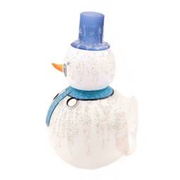Czech Blue Snowman Blown Glass Christmas Candle Holder - thumbnail 2