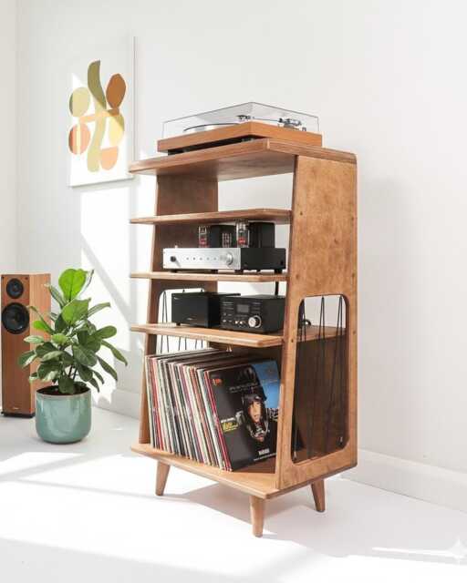 Record Player Stand, Plywood Furniture, Mid Century Vinyl Table, Turntable Unit, Mcm Stylish Furniture - image 1