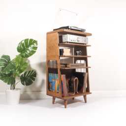 Record Player Stand, Plywood Furniture, Mid Century Vinyl Table, Turntable Unit, Mcm Stylish Furniture - thumbnail 2