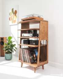 Record Player Stand, Plywood Furniture, Mid Century Vinyl Table, Turntable Unit, Mcm Stylish Furniture