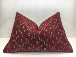 Vintage Turkish Kilim Lumbar Pillow Cover, Ethnic Handwoven Cushion, 16x24