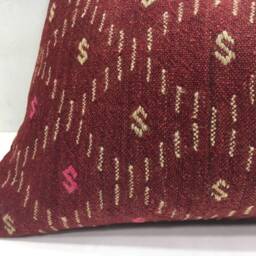 Vintage Turkish Kilim Lumbar Pillow Cover, Ethnic Handwoven Cushion, 16x24 - thumbnail 3
