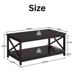 2 Tier Coffee Table With Storage Shelf, Modern Rectangular Center Table, Space Saving - thumbnail 4