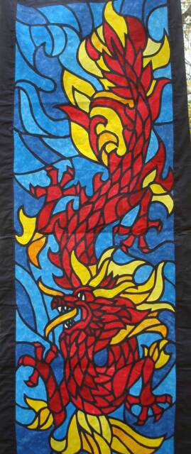 Dragon - Fabric Stained Glass Wall Hanging Bedroom Art Child - image 1
