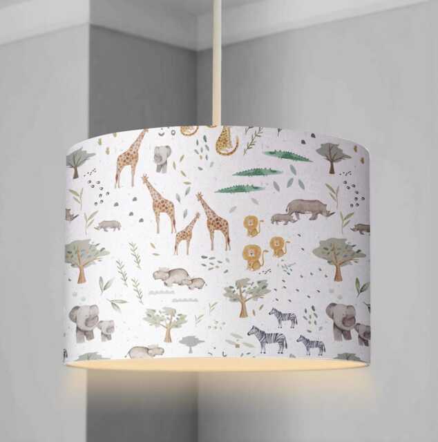 Salt Safari Animals Lampshade, Nursery Ceiling Lampshade Or Table Decor, Kids & Baby