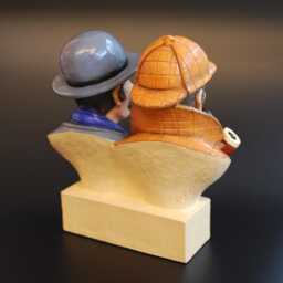 Sherlock Holmes & Dr Watson Figurine Gift, Size 5 3/4 Tall, Handmade & Painted, Full Of Character, For The Office Or Home - thumbnail 4