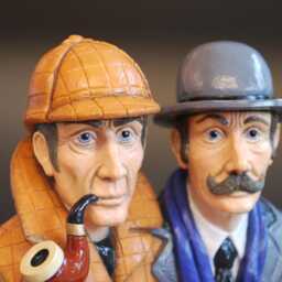Sherlock Holmes & Dr Watson Figurine Gift, Size 5 3/4 Tall, Handmade & Painted, Full Of Character, For The Office Or Home - thumbnail 3