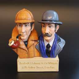 Sherlock Holmes & Dr Watson Figurine Gift, Size 5 3/4 Tall, Handmade & Painted, Full Of Character, For The Office Or Home - thumbnail 2