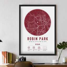 Wigan Warriors Robin Park Stadium Minimalist Map Prints & Frame Unique Gift - Decor Rugby League Dad Granddad Brother Uncle For Him Poster - thumbnail 2