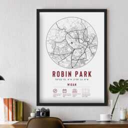 Wigan Warriors Robin Park Stadium Minimalist Map Prints & Frame Unique Gift - Decor Rugby League Dad Granddad Brother Uncle For Him Poster - thumbnail 3