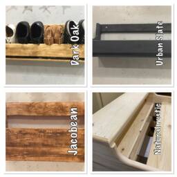 Shaped Wall Mounted Hallway Rustic Shoe Rack - Dark Oak Coloured - thumbnail 4