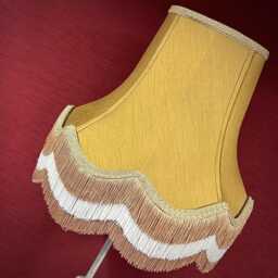 Handmade Gold Fabric Lampshades With Cream & Double Fringe - thumbnail 3