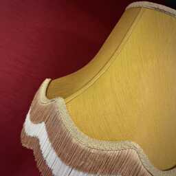 Handmade Gold Fabric Lampshades With Cream & Double Fringe - thumbnail 4
