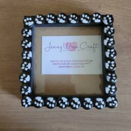 Dark Brown Wooden Paw Print Button Square Photo Frame 4 X Inches - thumbnail 3