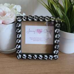 Dark Brown Wooden Paw Print Button Square Photo Frame 4 X Inches - thumbnail 1