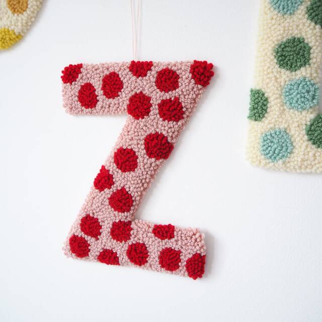 Pink & Red Custom Letter Polka Dot Wall Hanging - image 1