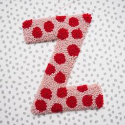 Pink & Red Custom Letter Polka Dot Wall Hanging - thumbnail 3