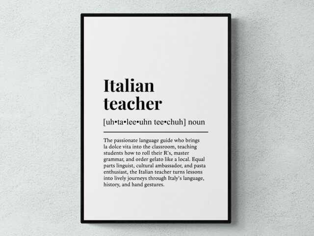 Italian Teacher Funny Definition Job Work Gift Wall Art Print - image 1