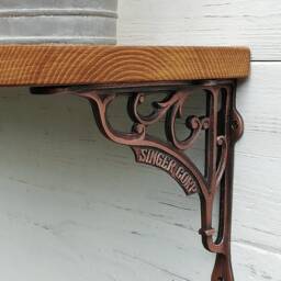 1Pc Singer Corp Antique Copper Ornate Victorian Scroll Cast Iron Book Shelf Wall Bracket Support - thumbnail 2