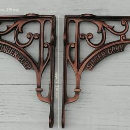 1Pc Singer Corp Antique Copper Ornate Victorian Scroll Cast Iron Book Shelf Wall Bracket Support - thumbnail 3
