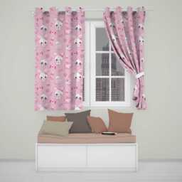 Cute Halloween Bunny Ghost Candy Pumpkin Seamless Pattern Blush Pink Background Readymade Eyelet Ring Top Thermal 100% Blackout Curtains - thumbnail 1