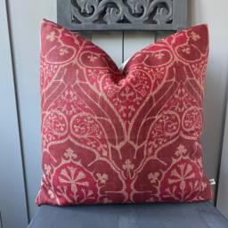 William Morris Voysey Luxury Designer Vintage Red Burgundy Cushion Pillow Throw Cover - thumbnail 2