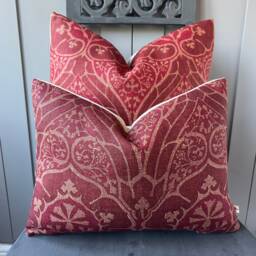 William Morris Voysey Luxury Designer Vintage Red Burgundy Cushion Pillow Throw Cover - thumbnail 1