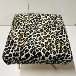 Snow Leopard Print Footstool - Rose Gold Legs, Exotic Accent Decor - thumbnail 4