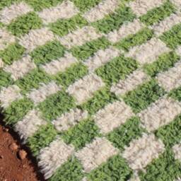 Handmade Green Checkered Moroccan Wool Rug Custom Berber Decor - thumbnail 4