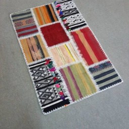 Patchwork Turkish Kilim Rug Handmade Anatolian Small Rug - 39.4 X 25.6 In - thumbnail 2