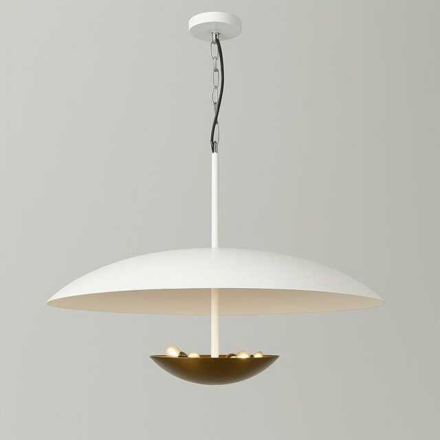 Modern Brass Matt White Double Disk Pendant Light Italian Inspired Lighting Lamp - image 1