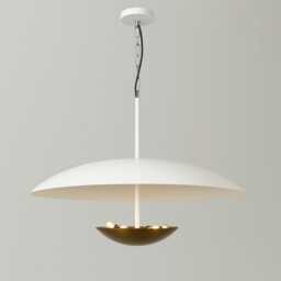 Modern Brass Matt White Double Disk Pendant Light Italian Inspired Lighting Lamp - thumbnail 3