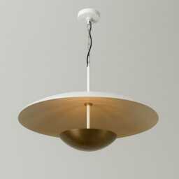 Modern Brass Matt White Double Disk Pendant Light Italian Inspired Lighting Lamp - thumbnail 2