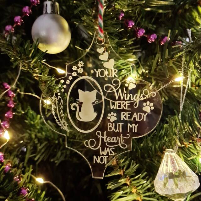 Pet Cat Memorial Christmas Tree Bauble Decoration Ornament ~ Acrylic Xmas Gift - image 1