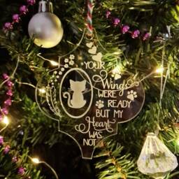 Pet Cat Memorial Christmas Tree Bauble Decoration Ornament ~ Acrylic Xmas Gift - thumbnail 1