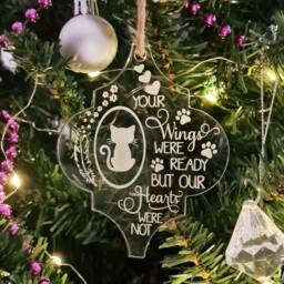 Pet Cat Memorial Christmas Tree Bauble Decoration Ornament ~ Acrylic Xmas Gift - thumbnail 2