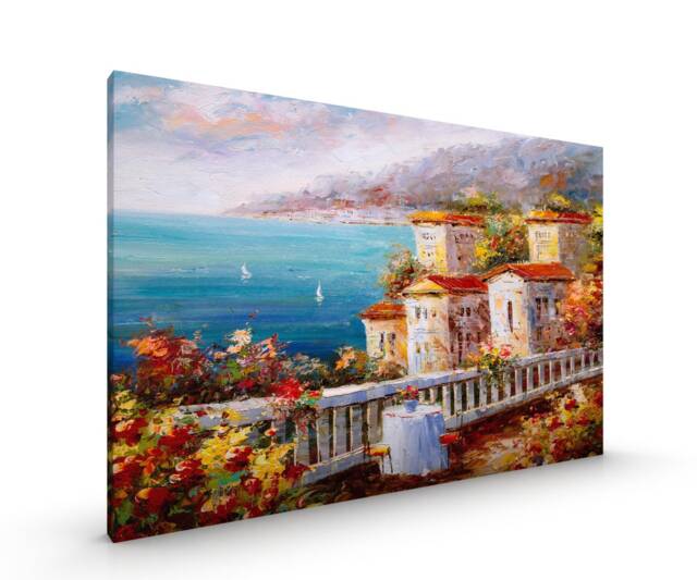 View Of The Sea, Greece Canvas Framed Glossy Premium With Metal Hanger Various Sizes - image 1