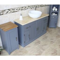 Bathroom Vanity Unit - Grey Painted Cream Marble Top & Ceramic Basin Set 402Gcmcbcx1