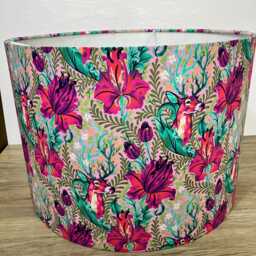 Neon Magic Forest Lampshade, Psychedelic Floral Deer Print, Dreamy Boho Decor - thumbnail 3