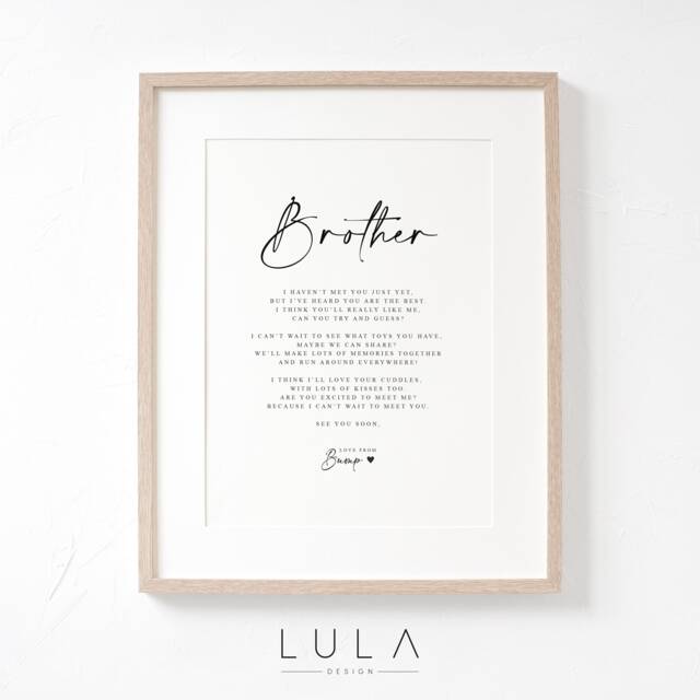 Big Brother To Be Poem From Bump A4 Or A5 Print, Sibling Gift, Pregnancy Announcement, Brother, Gift - image 1