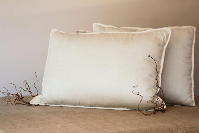 Rustic King Size Wool Filled Pillow Organic Cotton Sateen Cover - Us Duty Paid - image 1