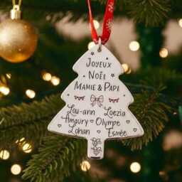 French Personalized Christmas Tree Ornament , First Custom Decoration, Stamped Decoration - thumbnail 2