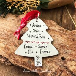 French Personalized Christmas Tree Ornament , First Custom Decoration, Stamped Decoration - thumbnail 1
