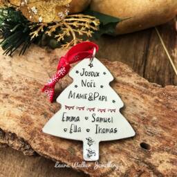 French Personalized Christmas Tree Ornament , First Custom Decoration, Stamped Decoration - thumbnail 3